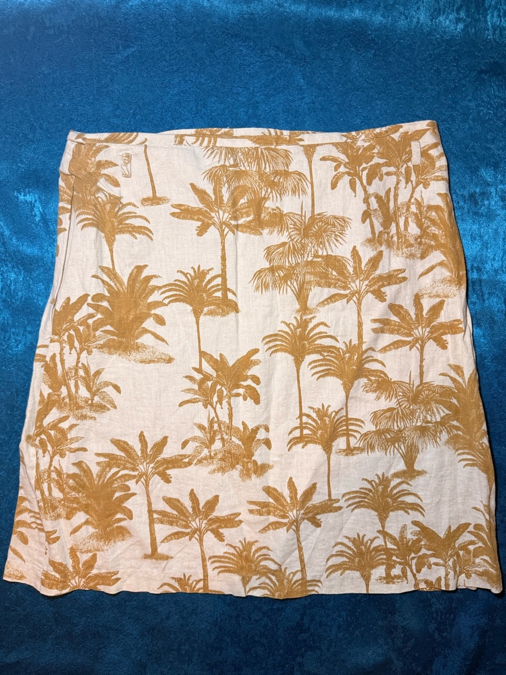 Vintage Caribbean Joe Cream Mini Skirt with Mustard Palm Print